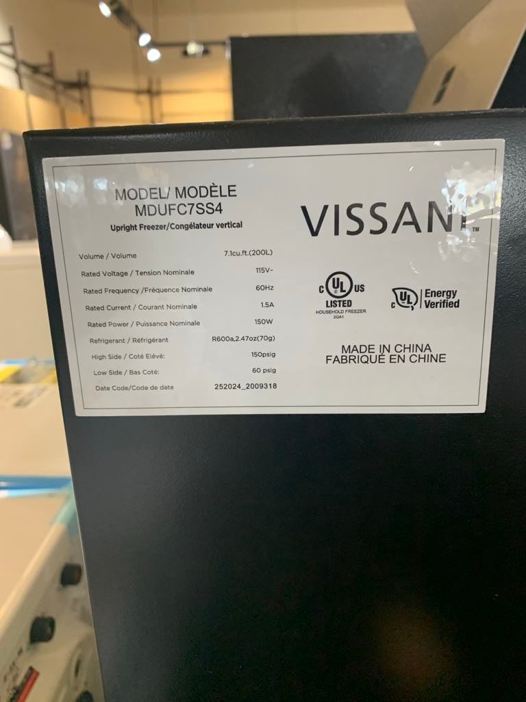 Vissani 7 cu. ft. Convertible Upright Freezer, Stainless Steel